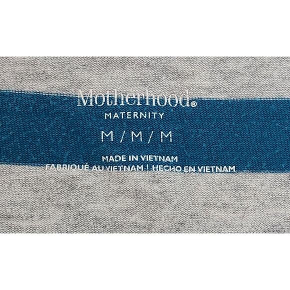 Motherhood Maternity Blue Gray Striped Ruched Sides Top Medium Short Sleeves - Picture 4 of 5